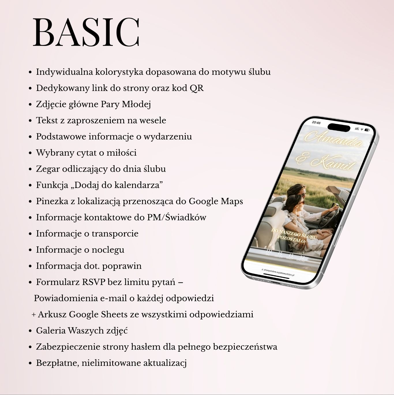 internetowa strona slubna pakiet basic