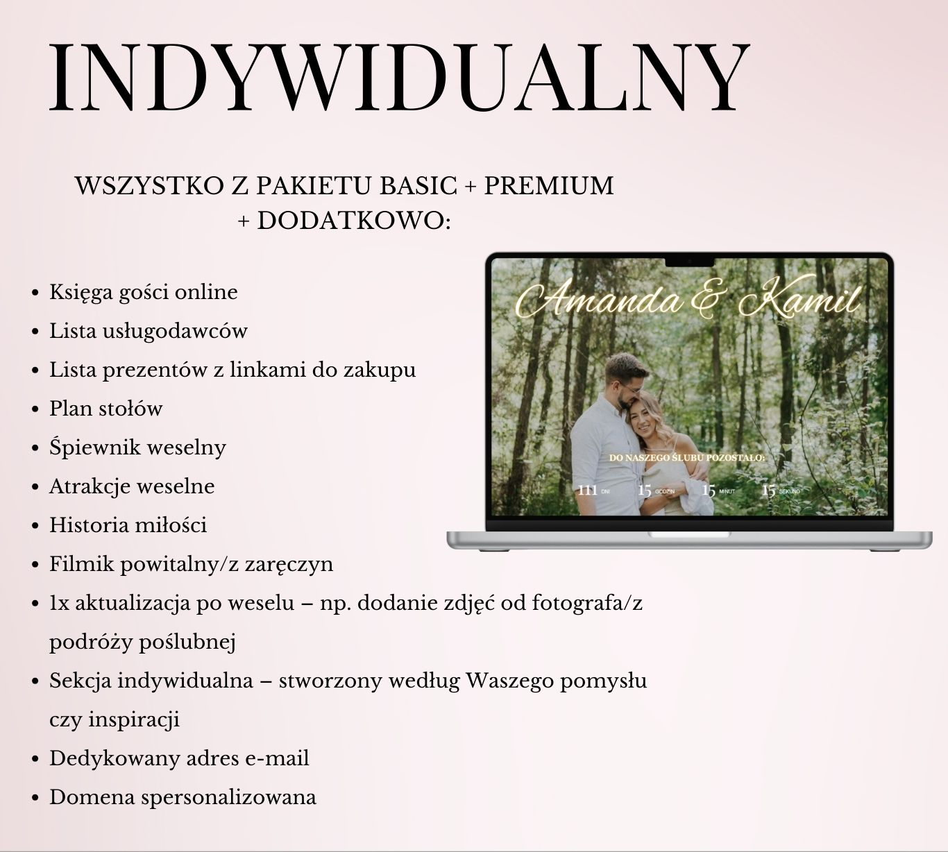 internetowa strona slubna pakiet indywidualny